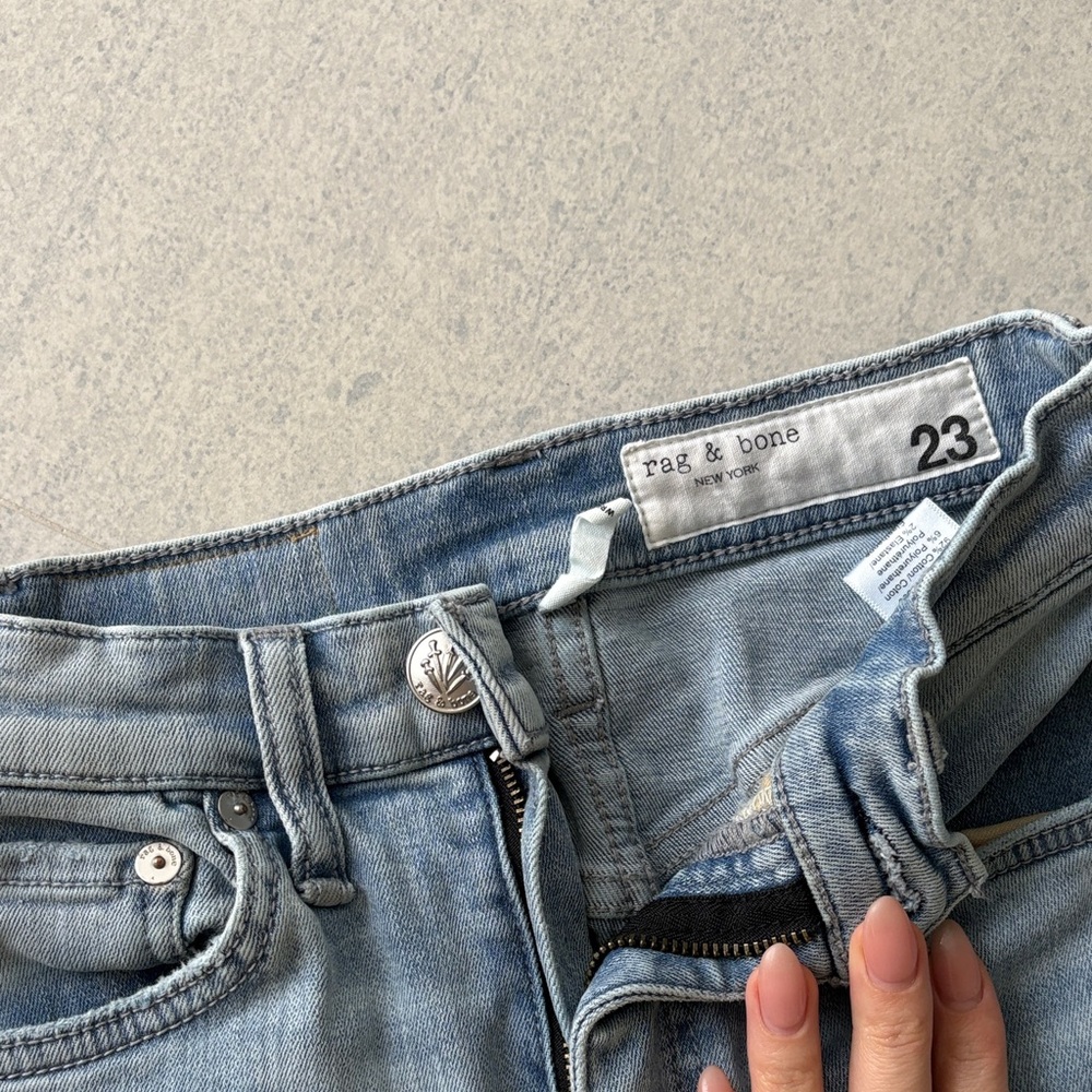 Rag & Bone High Rise Denim Jeans in Light Blue